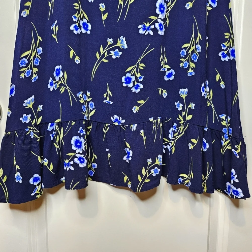 Girls Sundress Navy Floral Size 16 The Children's Place Ruffle Hem Dress - Picture 5 of 8